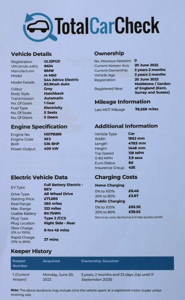 BMW i4 M50 83.9kWh Gran Coupe 5dr Electric Auto 4WD (544 ps)